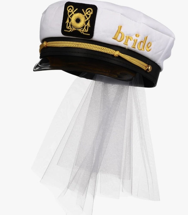 BRIDE EMBROIDERED SAILOR HAT W/VEIL
